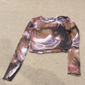 Stylish Multicolor Long Sleeve Crop Top